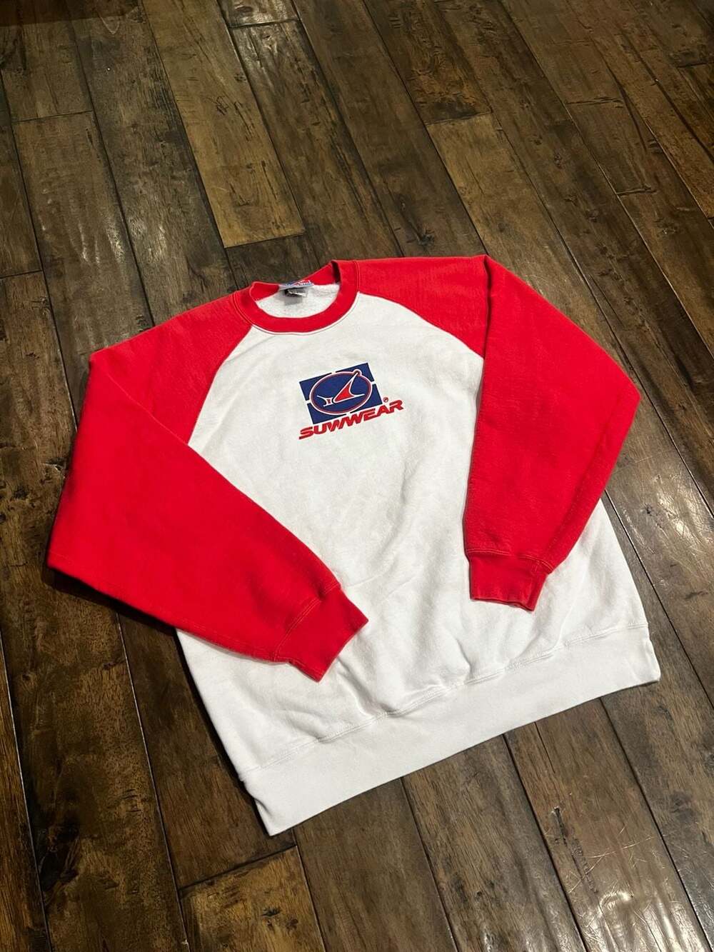 90s Skate Graffiti Wear Sweatshirt Red White Raglan Pullover
